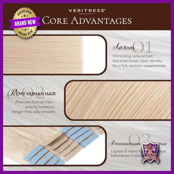 16 Inch Tape In Hair Extensions, 50g 20pcs Real Human Hair, Silky Straight main image 5